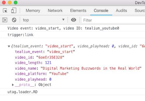 Debug Console utag.link デバッグ時のコンソール -utag.link